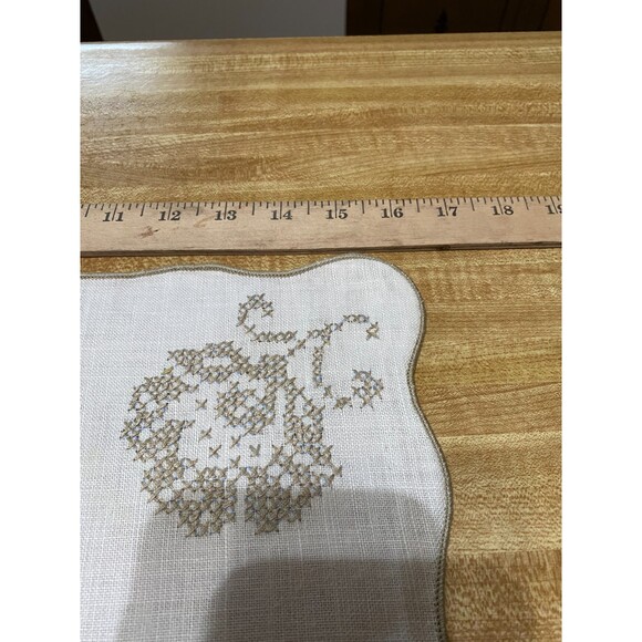 Vintage Linen Hand Cross Stitch Napkins Set of 4 - Picture 5 of 6